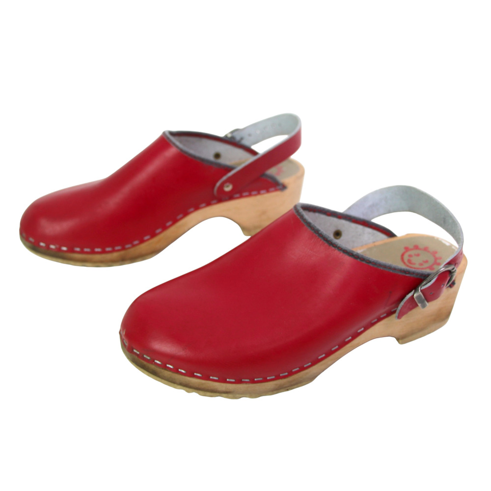 Hanna Andersson RED GENUINE LEATHER ROUND TOE SABO CLOG SANDALS SLINGBACK Sz 38